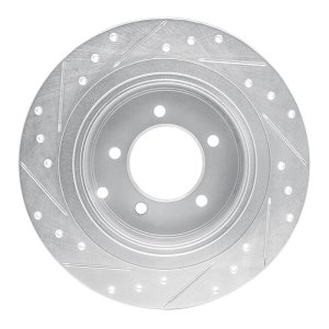 Chrysler Sebring Brake Rotor (1) - Rear Right - R1 Concepts - Drilled & Slotted - Silver - `07-`17